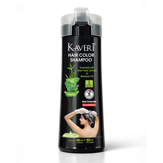 Kaveri Hair Color Shampoo For Men & Women (Natural Black 180Ml) 180ml