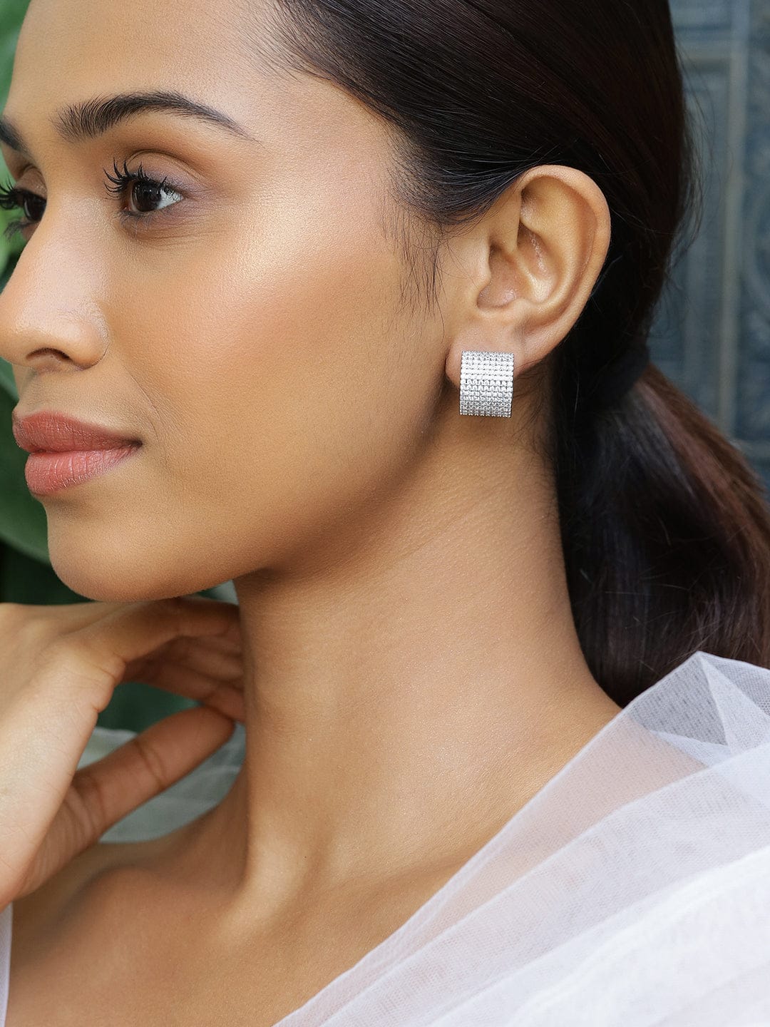Soft Power Studded in Orbits Hoops Silver