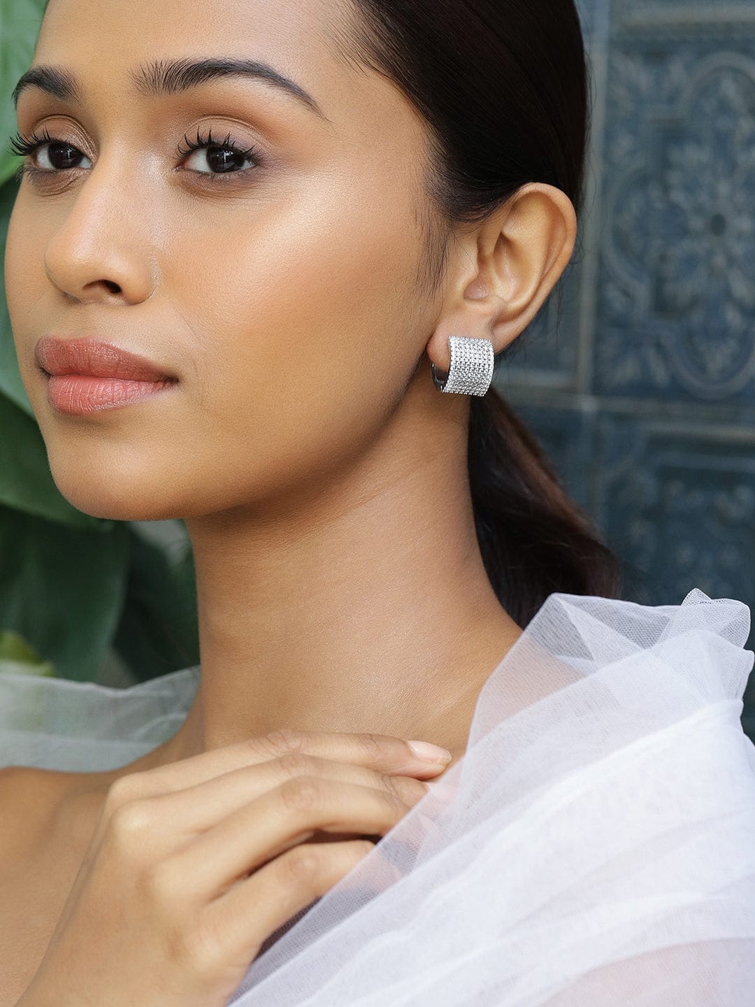 Soft Power Studded in Orbits Hoops Silver