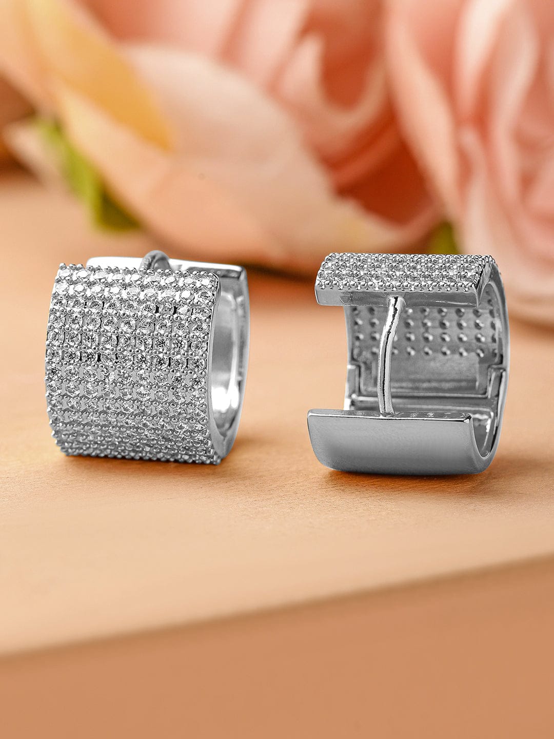 Soft Power Studded in Orbits Hoops Silver
