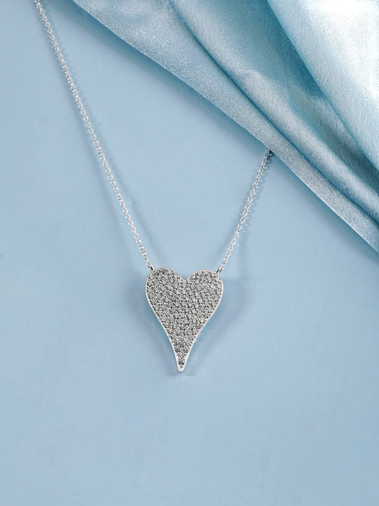Pristine Heart Pendant Chain Necklace Silver