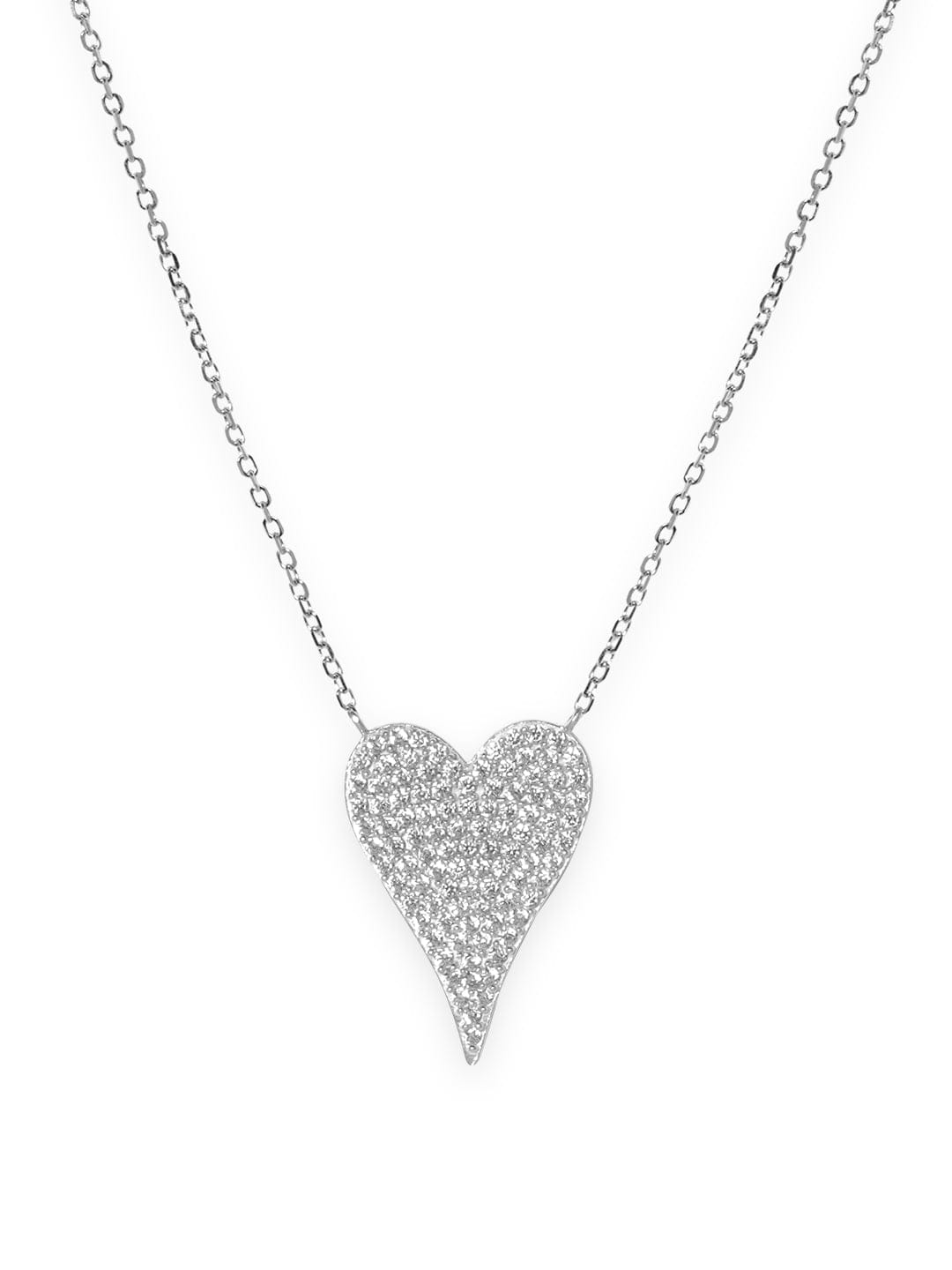 Pristine Heart Pendant Chain Necklace Silver
