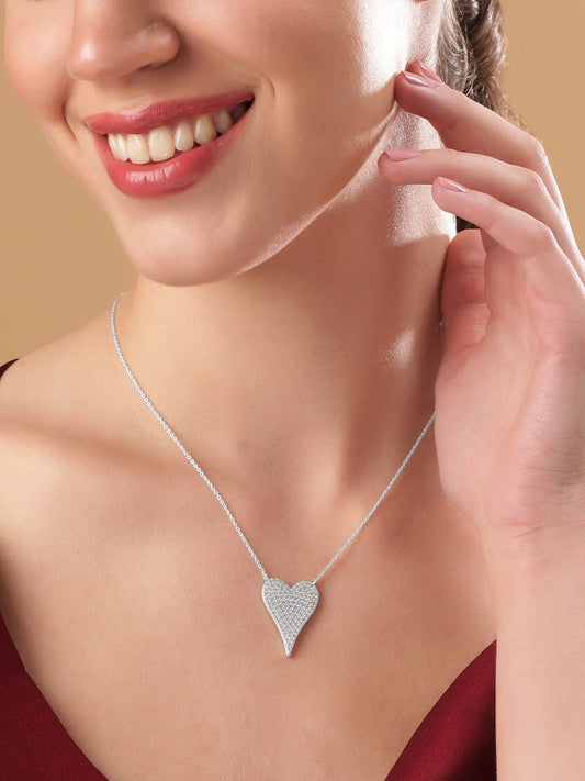 Pristine Heart Pendant Chain Necklace Silver