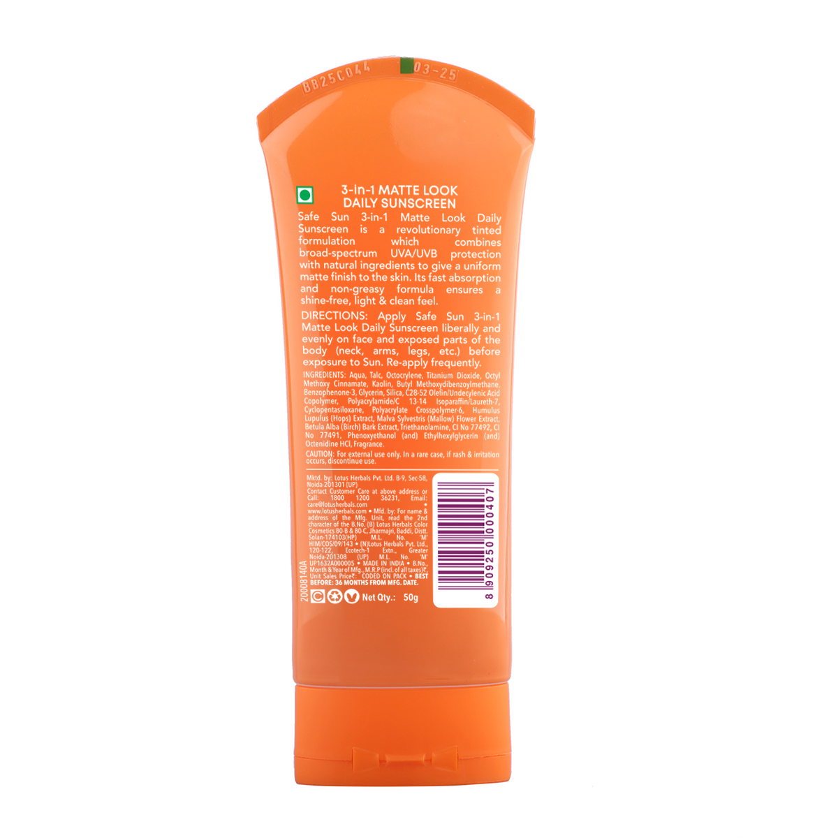 Safe Sun 3 In 1 Matte-Look Daily Sunscreen SPF 40 PA+++ 75g