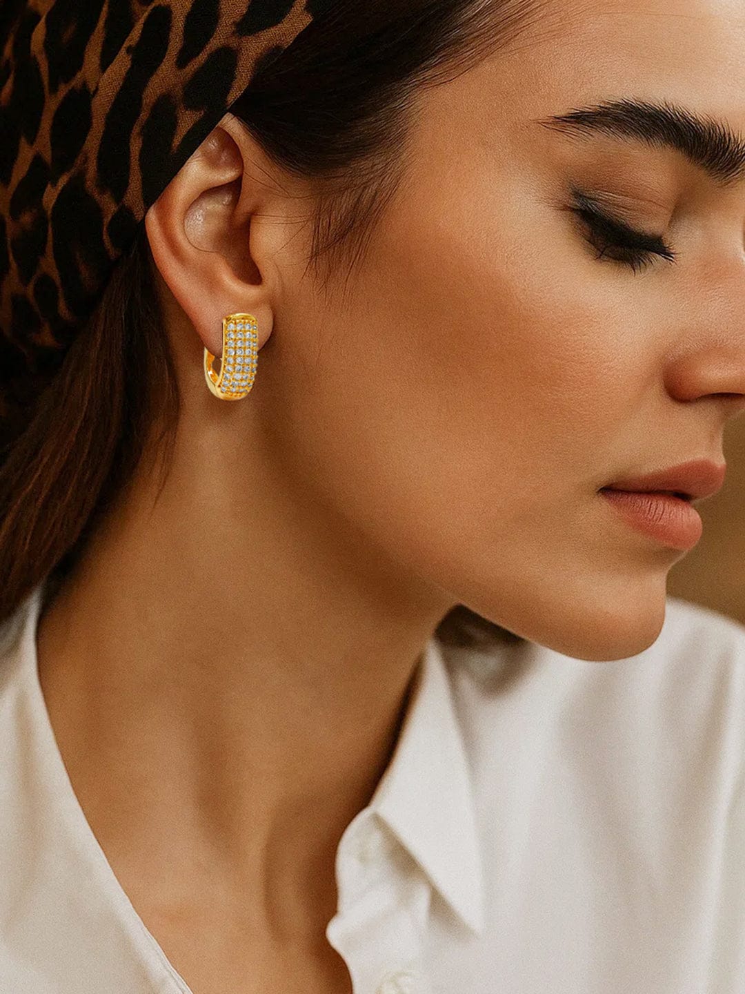 【Rubans】 Starlit Gleam American Diamond Zirconia Hoops｜スターリット グリーム アメリカンダイヤモンド ジルコニア パヴェ ハギーフープ イヤリング