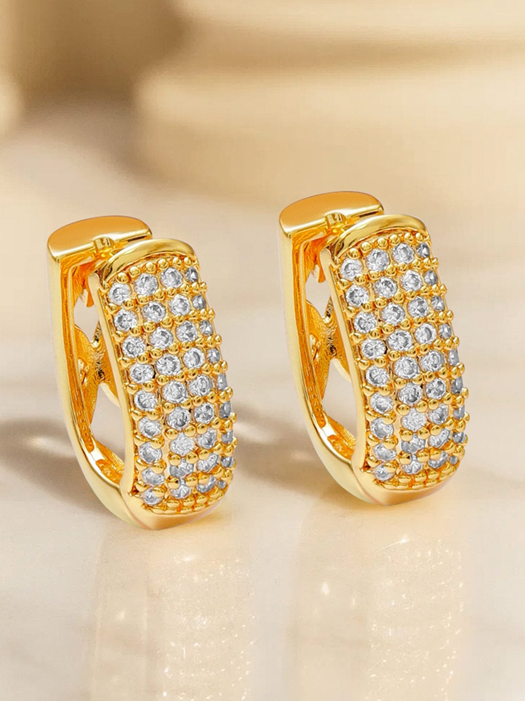 【Rubans】 Starlit Gleam American Diamond Zirconia Hoops｜スターリット グリーム アメリカンダイヤモンド ジルコニア パヴェ ハギーフープ イヤリング