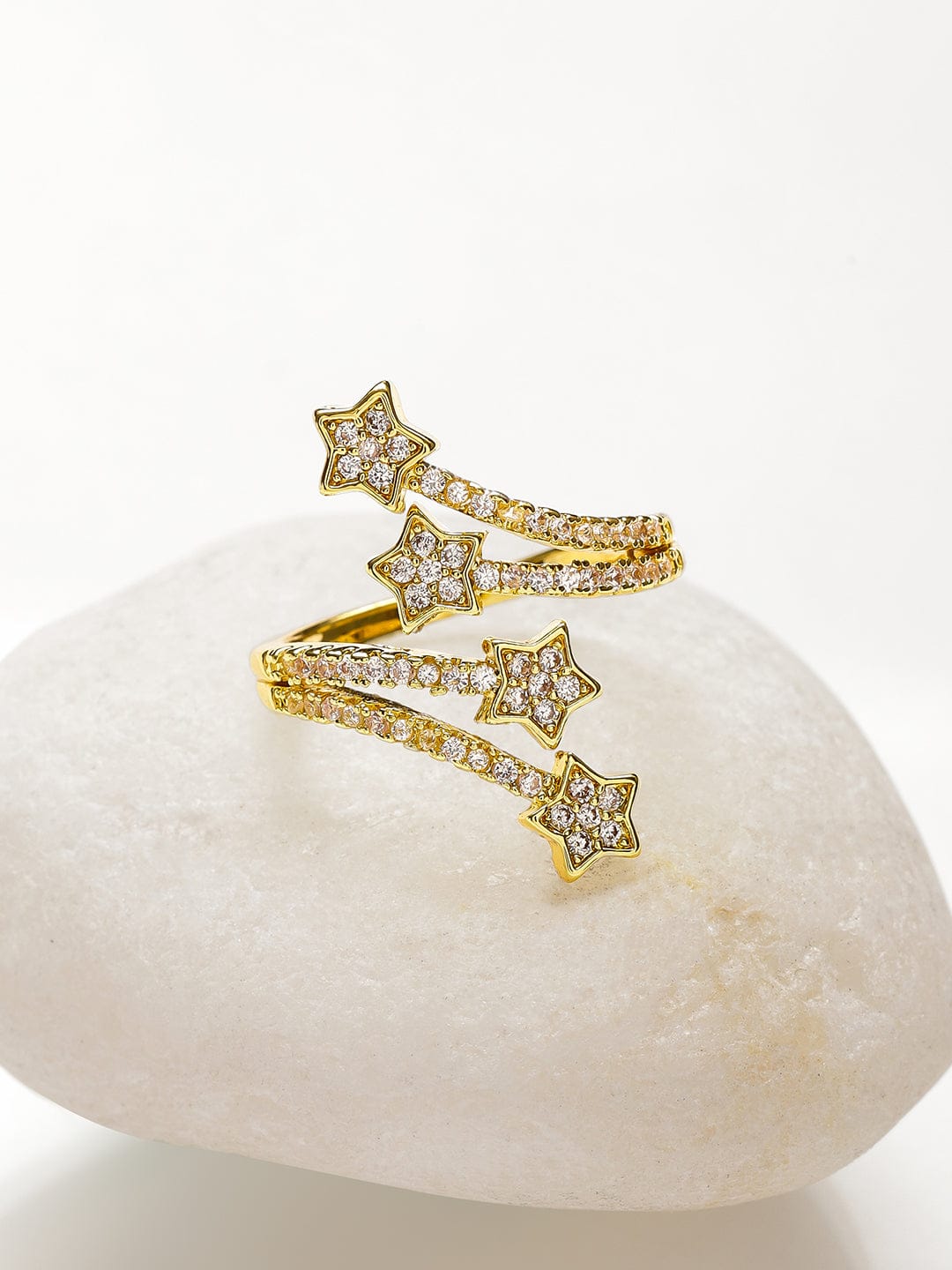 【Rubans】 Voguish Starry Night 18K Gold Plated Stainless Steel Shooting Star Ring｜ヴォーギッシュ スターリーナイト 18K ゴールドメッキ ステンレス 流れ星リング