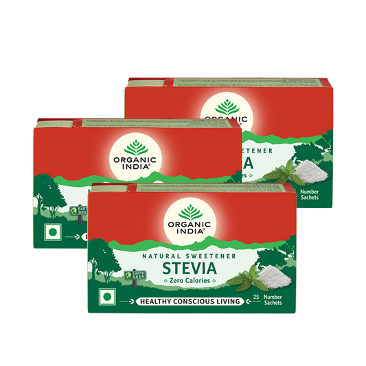 【Organic India】 Stevia｜ステビア｜25 Sachets x 3