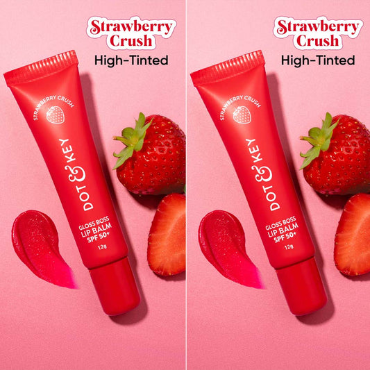 【Dot & Key】 SPF 50+ Vitamin C + E Brightening Lip Balm - Pack of 2 Strawberry Crush ×2