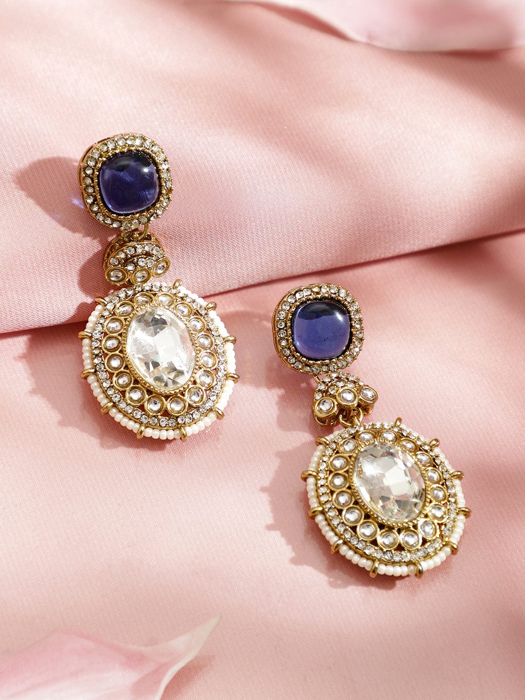 Stunning Blue White American Diamond Zirconia Danglers フリーサイズ
