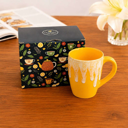 【Octavius】 Sunburst Drizzle Hand-Painted Ceramic Mug – 650 ml｜Sunburst Drizzle Hand-Painted セラミック マグ｜650ml