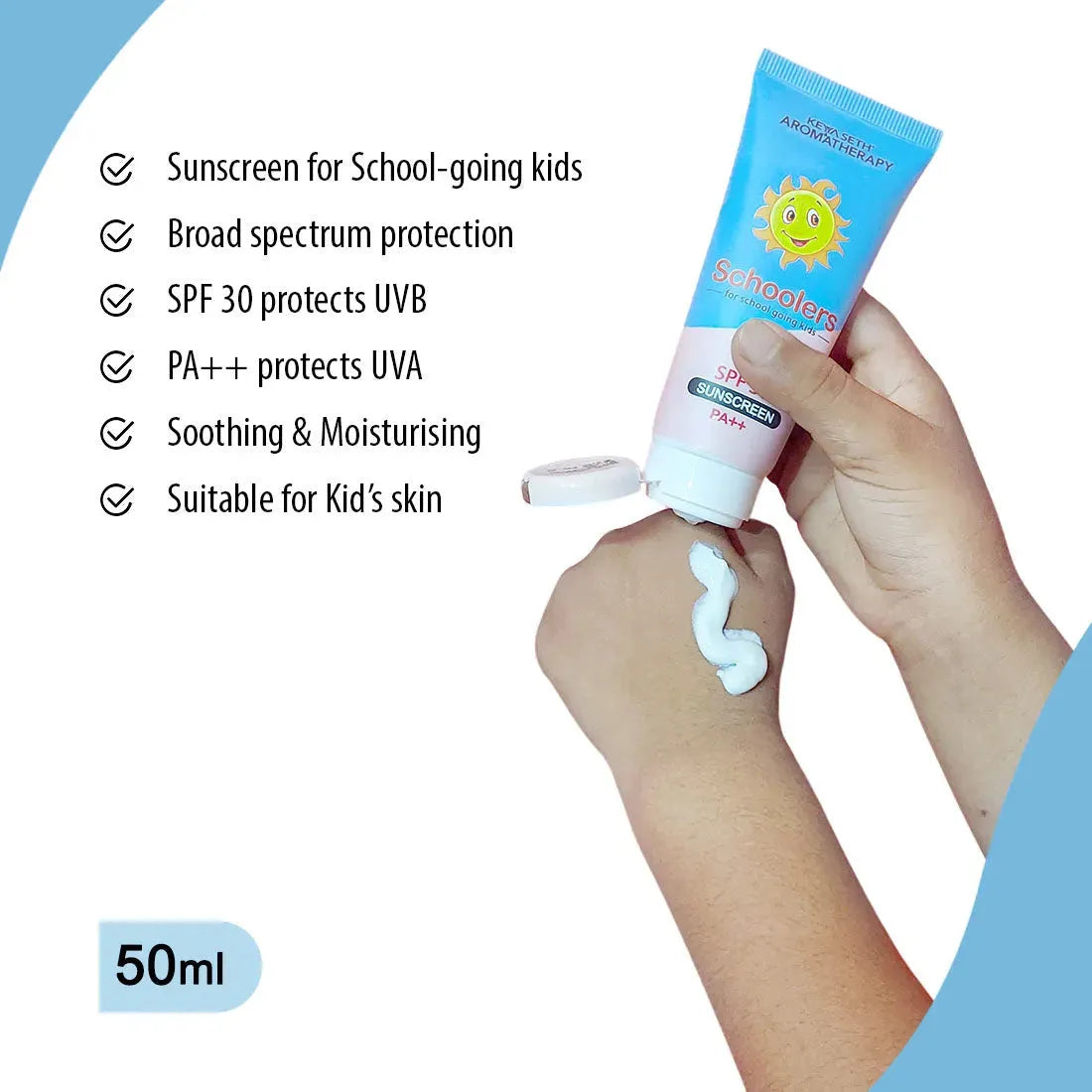 Schoolers Sunscreen SPF 30 PA++ for Kids Mineral Based Lotion -Paraben & Sulfate Free 50ml