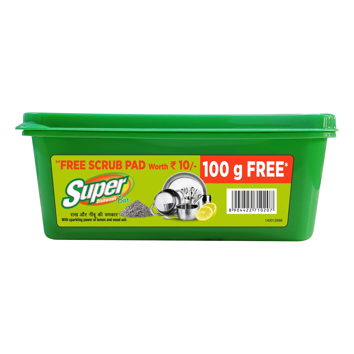 Patanjali Super Dish Wash Bar-600g (500g+100g)+ Scrub Pad