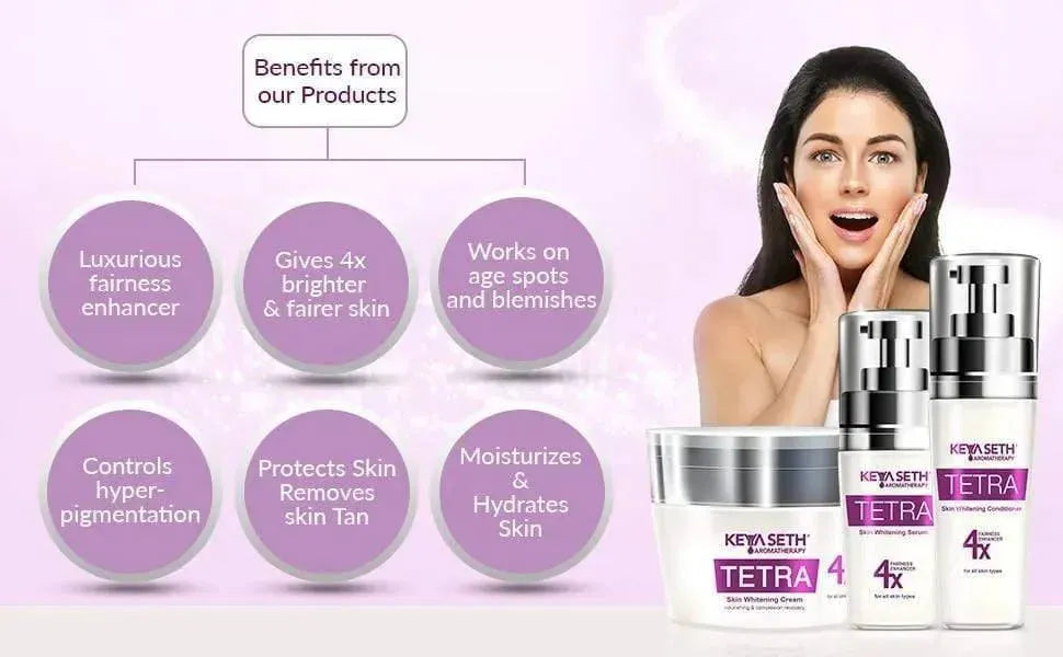Tetra 4X Skin Whitening Combo kit for Radiant Glow & Luminous Complexion, Age Spots & Melasma 75ml