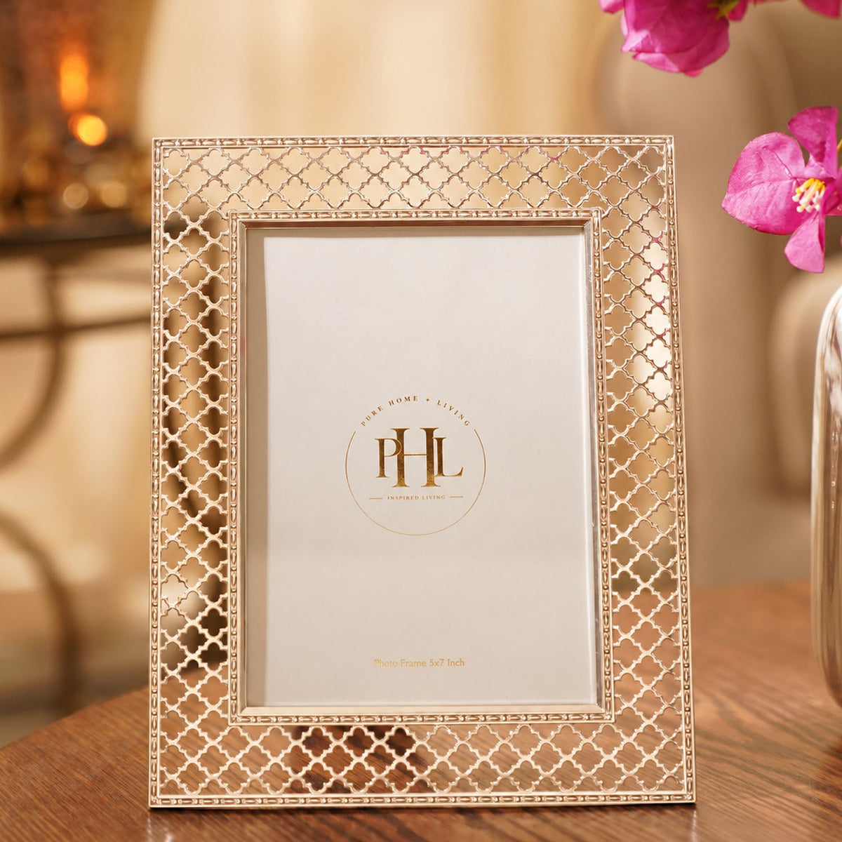 【Pure Home + Living】 Rose Gold Trellis Design Photo Frame (Large)｜ローズゴールド トレリスデザイン フォトフレーム（ラージ）｜13×18cm