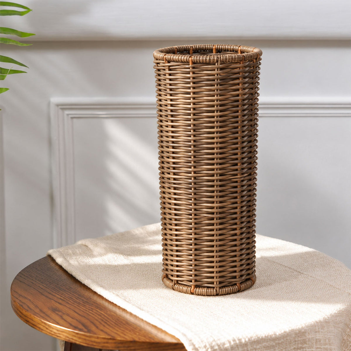 【Pure Home + Living】 Natural Wicker Design Decorative Vase｜ナチュラル ウィッカーデザイン デコラティブ ベース（花瓶）｜15×15×30cm