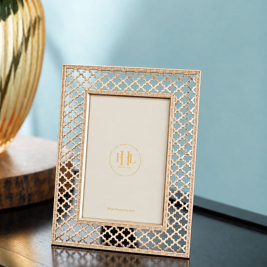 【Pure Home + Living】 Rose Gold Trellis Design Photo Frame｜ローズゴールド トレリスデザイン フォトフレーム｜10×15cm