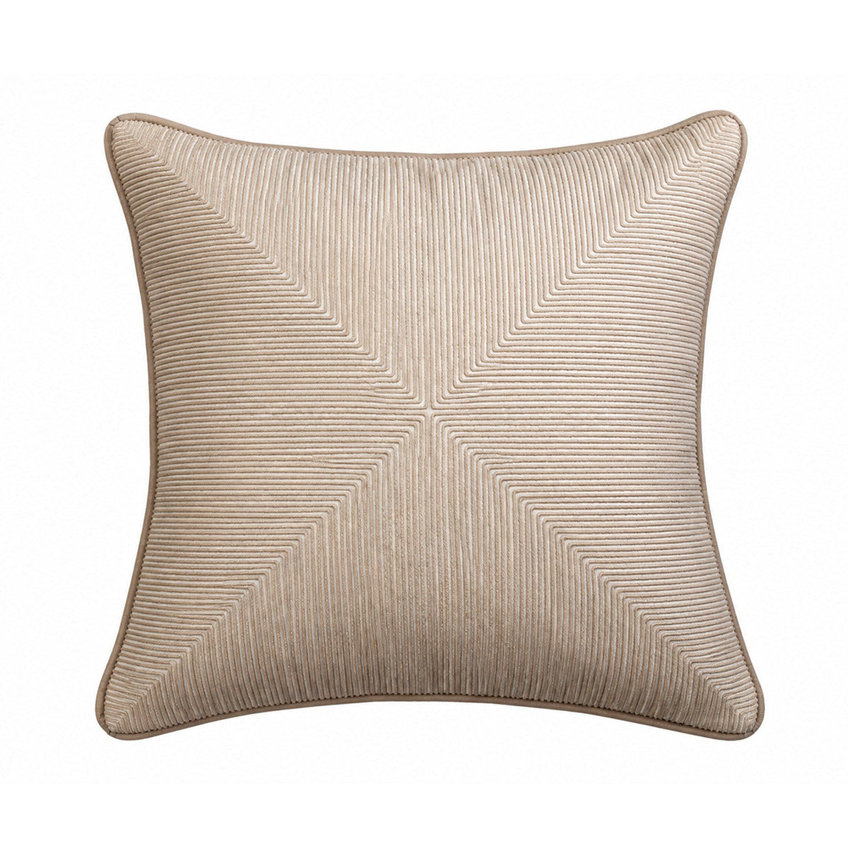 【Pure Home + Living】 Beige Embroidered Cushion Cover｜ベージュ 刺繍クッションカバー｜40×40cm｜コットン（控えめな刺繍）