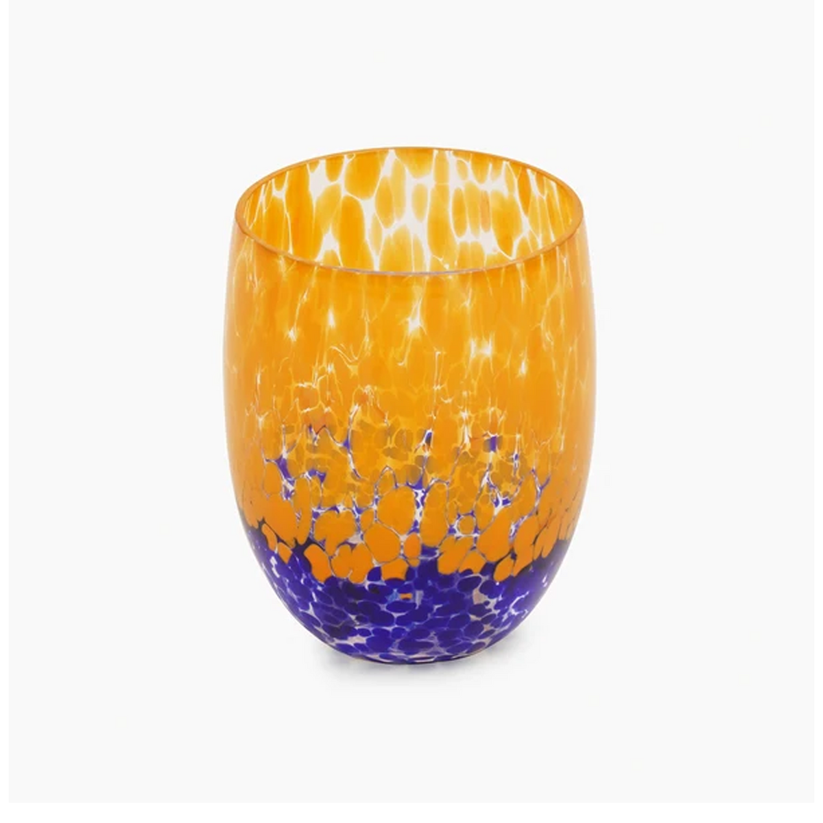 【Pure Home + Living】 Orange & Blue Speckled Glass Tumbler - Set of 2｜オレンジ＆ブルー スペックル ガラス タンブラー 2個セット｜直径6.5×高さ10.5cm