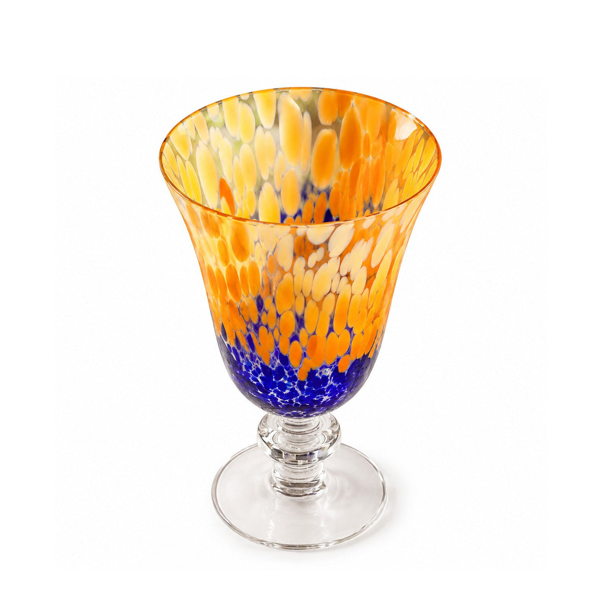 【Pure Home + Living】 Orange & Blue Speckled Glass Wine Tumbler｜オレンジ＆ブルー スペックル ガラス ワインタンブラー｜直径9.1×高さ13.9cm