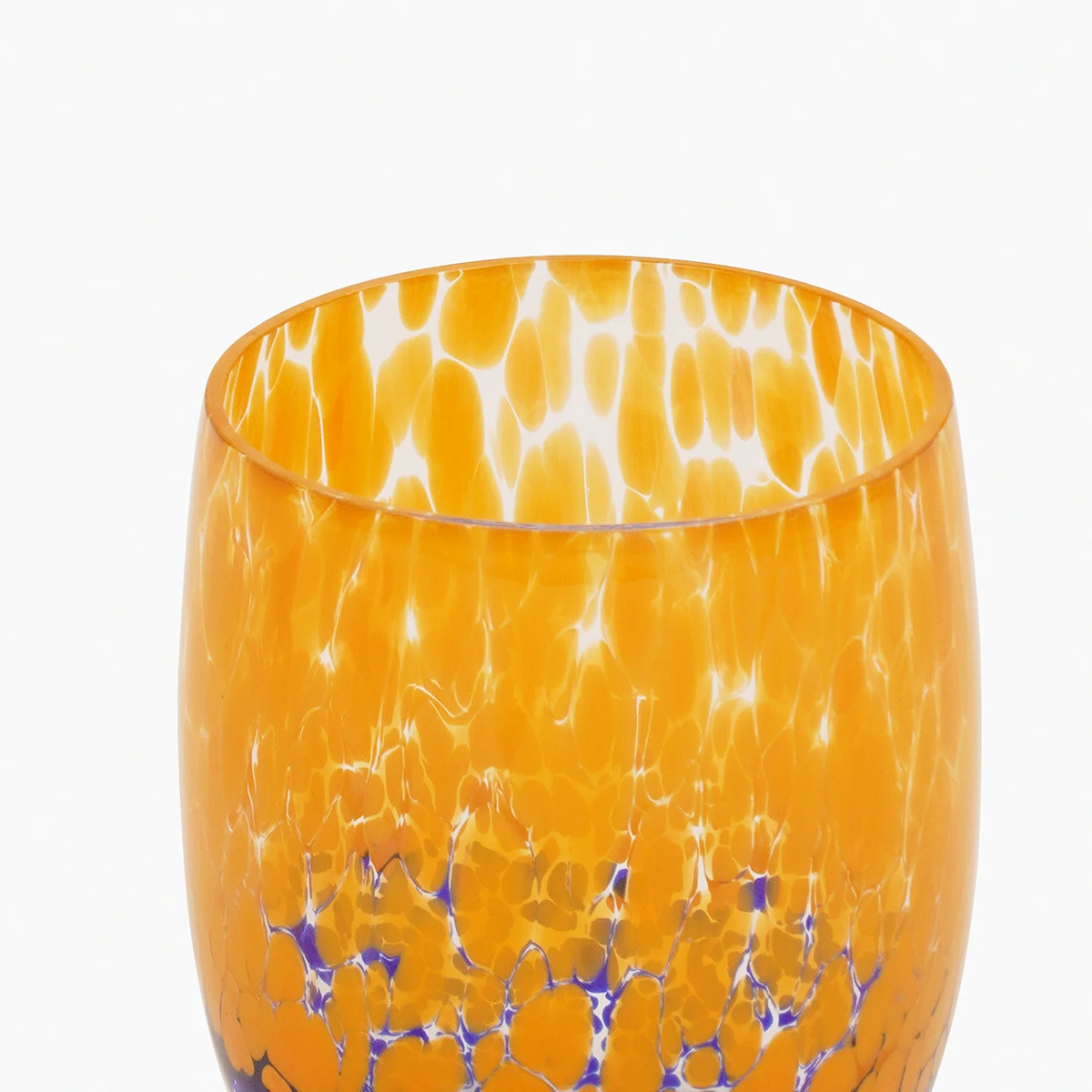【Pure Home + Living】 Orange & Blue Speckled Glass Tumbler - Set of 2｜オレンジ＆ブルー スペックル ガラス タンブラー 2個セット｜直径6.5×高さ10.5cm