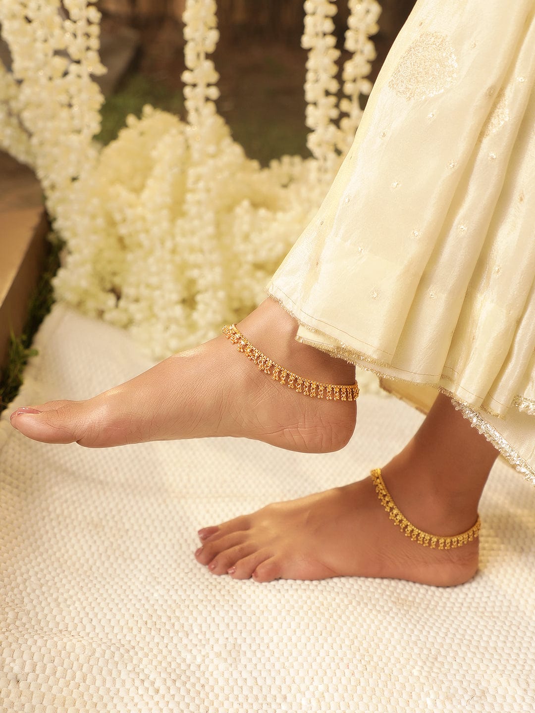 Timeless Beauty 22K Gold-Plated Linked Chain Anklet Gold