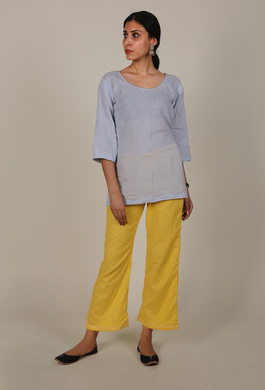 Yellow Cotton Flex A-line Palazzo サイズ S
