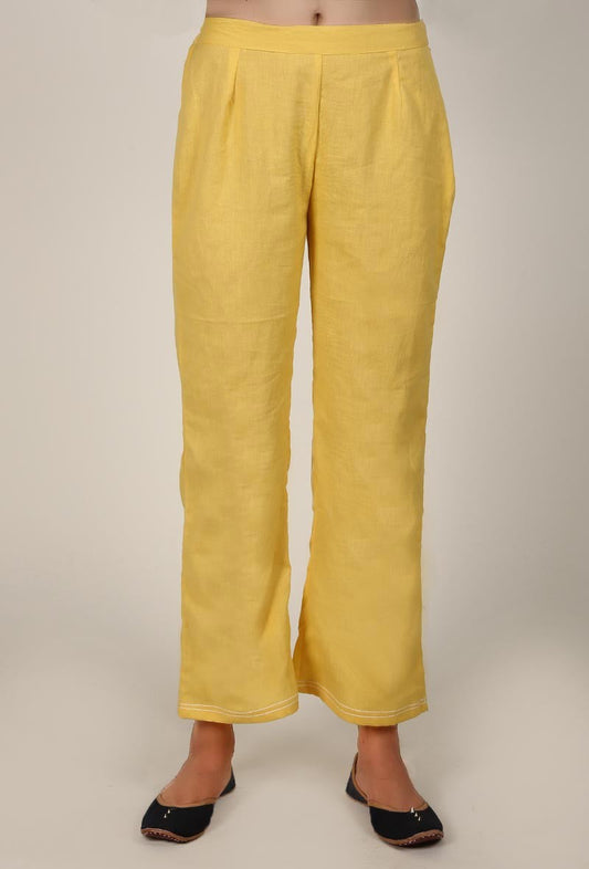 Yellow Cotton Flex A-line Palazzo サイズ S