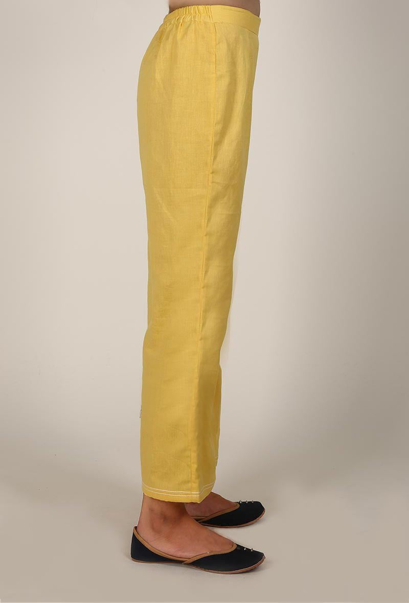 Yellow Cotton Flex A-line Palazzo サイズ S