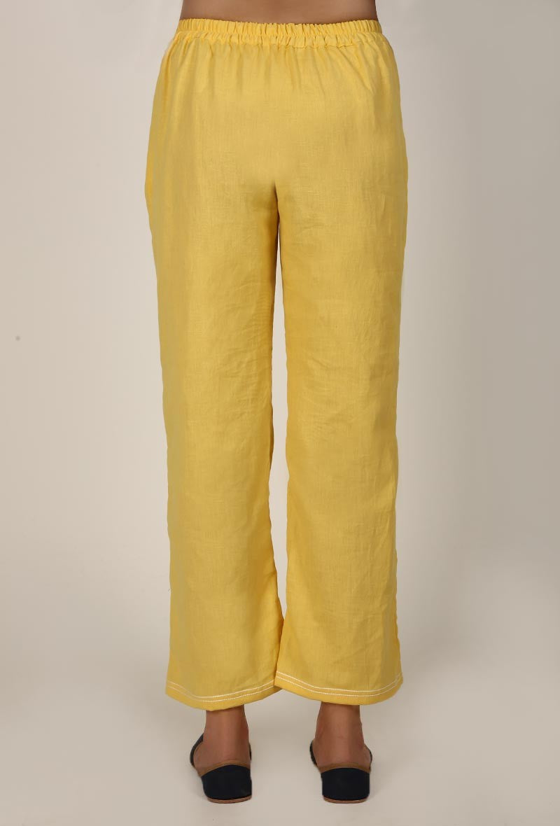 Yellow Cotton Flex A-line Palazzo サイズ S