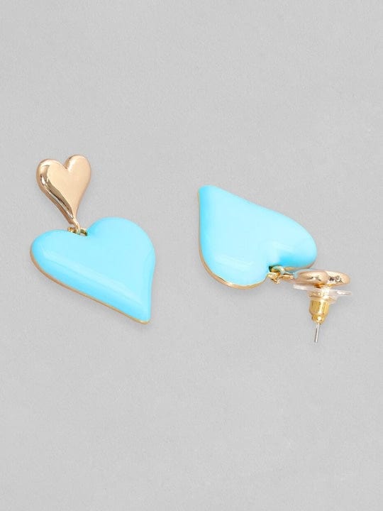 【Rubans】 18K Gold Plated Blue Enamel Heart Motif Earrings｜18Kゴールドメッキ ブルーエナメル ハートモチーフ イヤリング