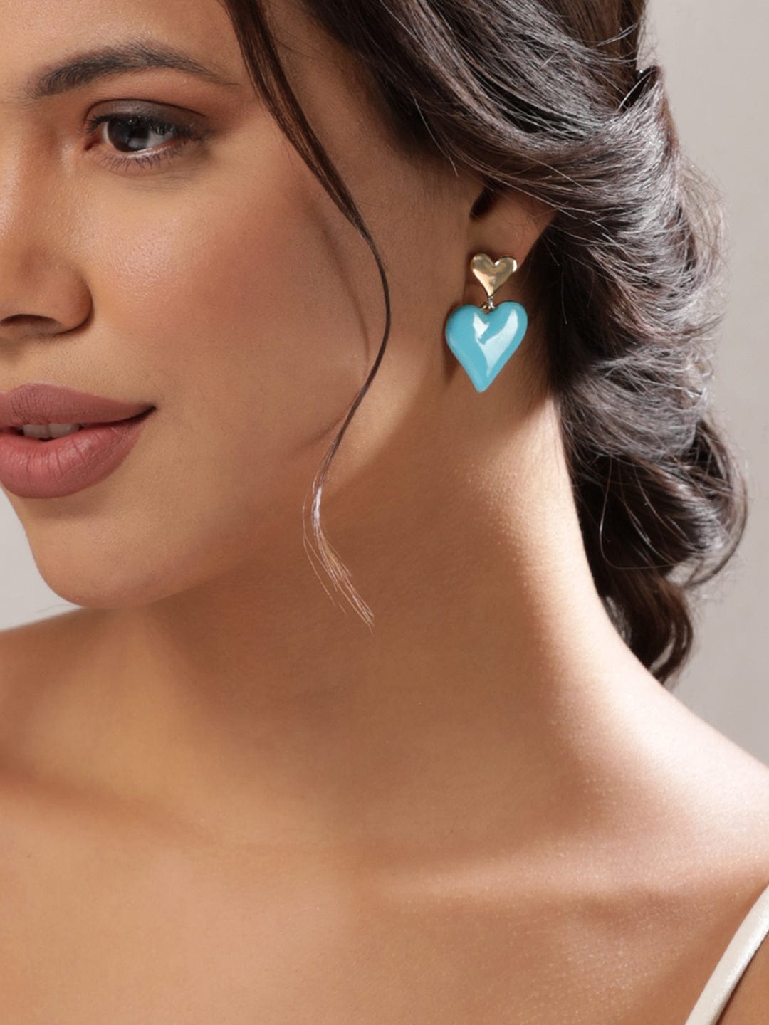 【Rubans】 18K Gold Plated Blue Enamel Heart Motif Earrings｜18Kゴールドメッキ ブルーエナメル ハートモチーフ イヤリング