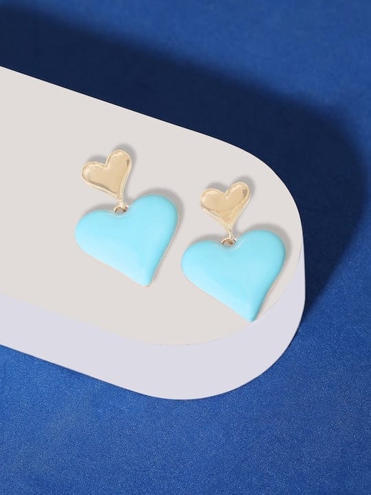 【Rubans】 18K Gold Plated Blue Enamel Heart Motif Earrings｜18Kゴールドメッキ ブルーエナメル ハートモチーフ イヤリング