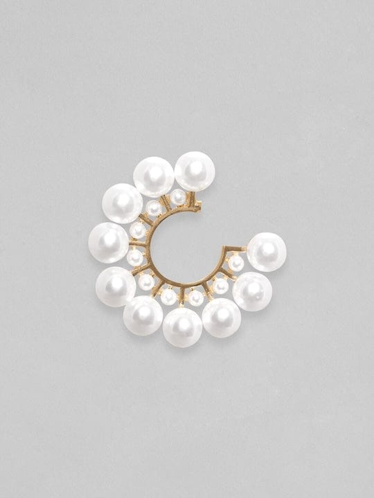 【Rubans】 18K Gold Plated Pearl Studded Statement Hoop Earrings｜18K ゴールドメッキ パール ステートメント フープイヤリング