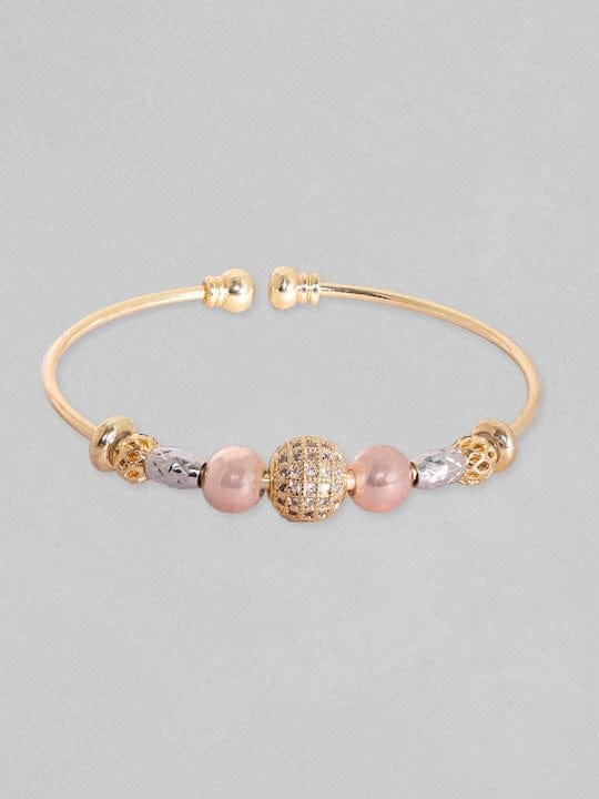 【Rubans】 18K Gold Plated Zirconia Beaded Charm Adjustable Minimal Bracelet｜18K ゴールドメッキ ジルコニアビーズ チャーム ミニマル ブレスレット