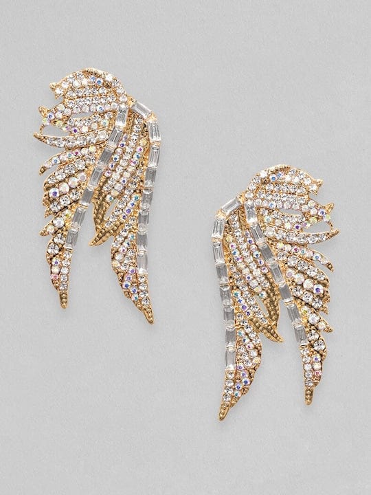 【Rubans】 18K Gold Plated Zirconia Studded Wing Motif Stud Earrings｜18K ゴールドメッキ ジルコニア ウィングモチーフ スタッドイヤリング