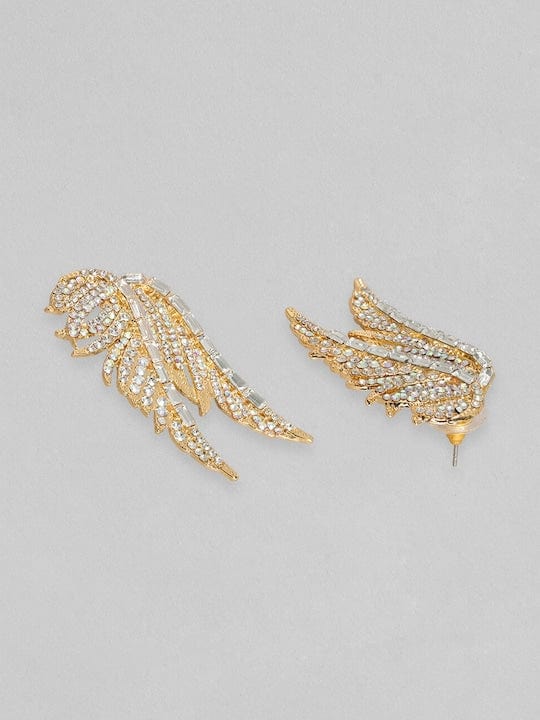 【Rubans】 18K Gold Plated Zirconia Studded Wing Motif Stud Earrings｜18K ゴールドメッキ ジルコニア ウィングモチーフ スタッドイヤリング