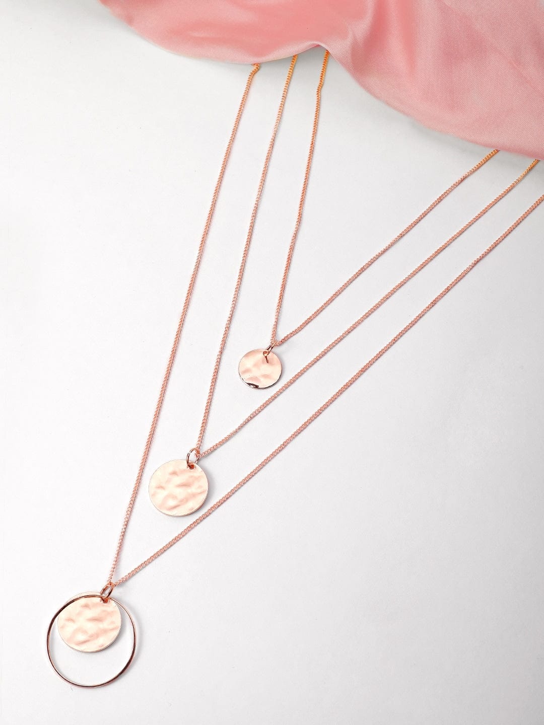 【Rubans】 Rose Gold-Plated Handcrafted Multi Layer Chain Necklace｜ローズゴールドメッキ ハンドクラフト マルチレイヤー チェーンネックレス