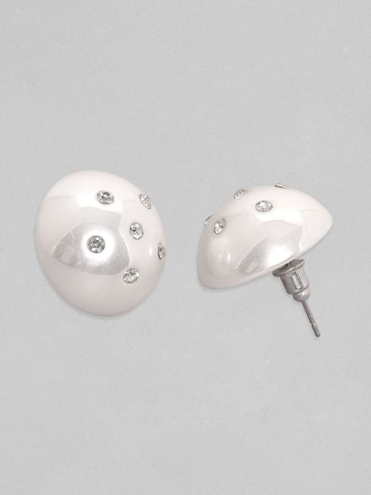 【Rubans】 White Pearl Zirconia Stud Earrings｜ホワイトパール ジルコニア スタッドイヤリング