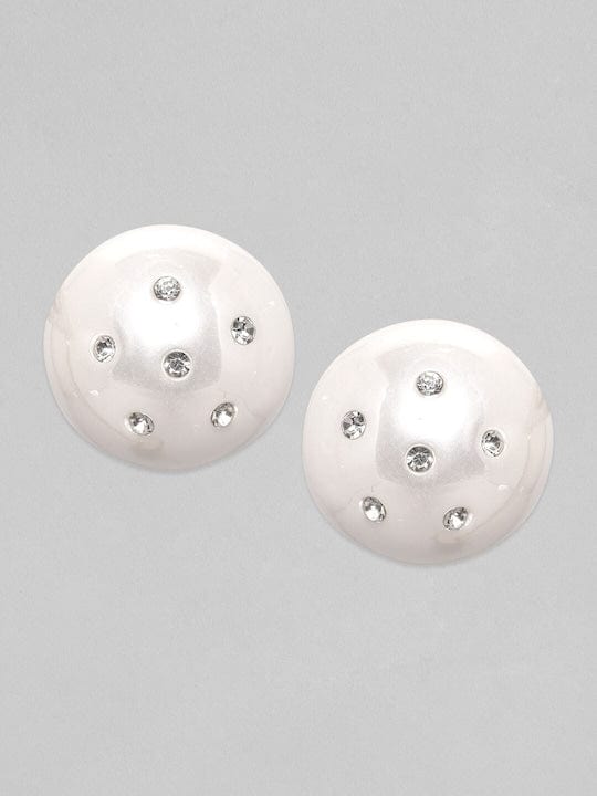 【Rubans】 White Pearl Zirconia Stud Earrings｜ホワイトパール ジルコニア スタッドイヤリング