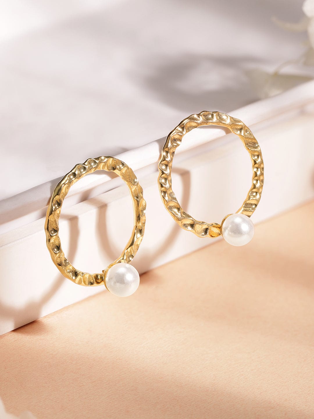 【Rubans】 Gold-Plated Circular Hoop Earrings｜ゴールドメッキ サーキュラー フープイヤリング