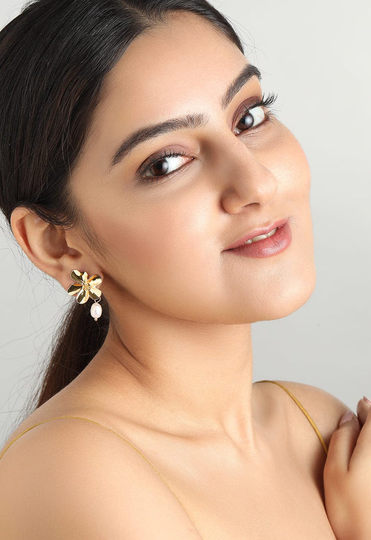 【Rubans】 Gold-Toned  White Set Of 2 Drop Earrings｜ゴールドトーン ホワイト ドロップイヤリング 2組セット