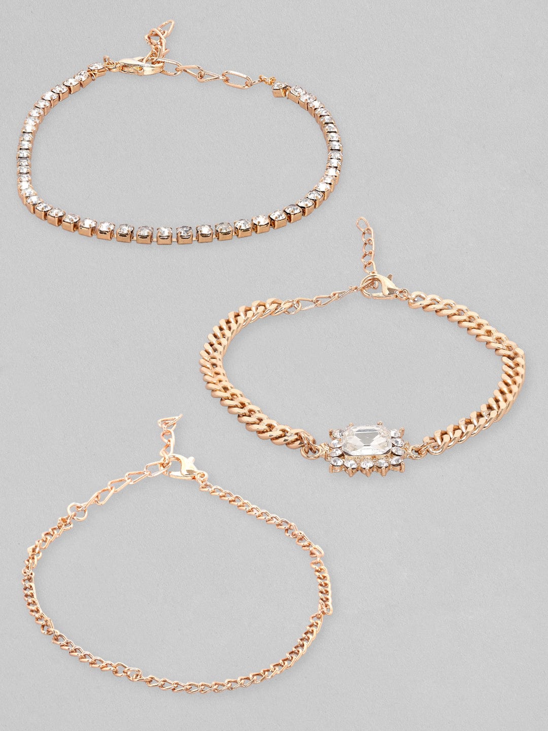 【Rubans】 Modern Center Stone Stackable Bracelets (Set of 3)｜モダン センターストーン 重ね付けブレスレット 3本セット