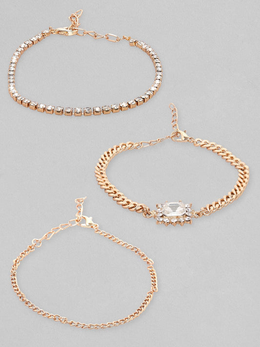 【Rubans】 Modern Center Stone Stackable Bracelets (Set of 3)｜モダン センターストーン 重ね付けブレスレット 3本セット