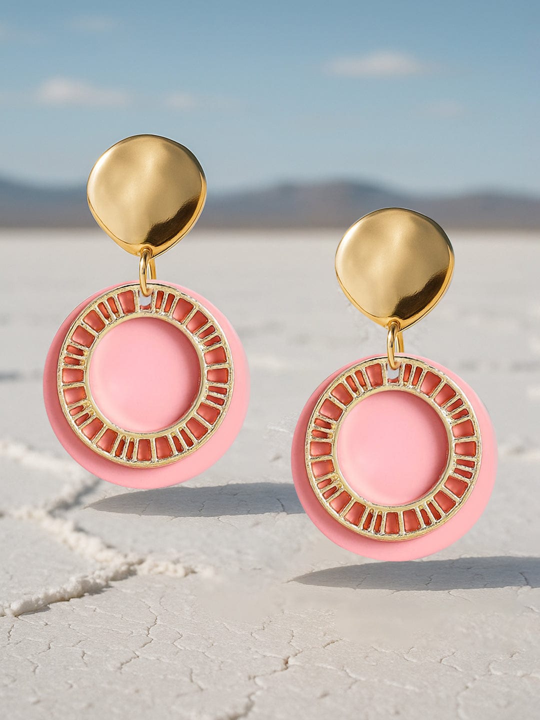 【Rubans】 Pink Gold Plated Drop Earrings｜ピンク ゴールドメッキ ドロップイヤリング