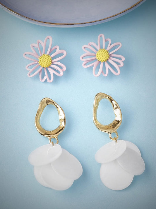 【Rubans】 Tokyo Talkies x Rubans Set of 2 Floral Shaped & Drop Earrings｜フローラル＆ドロップ イヤリング 2組セット（Tokyo Talkies コラボ）