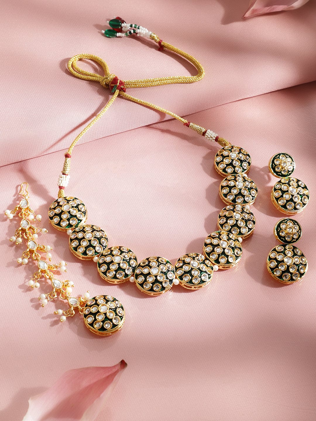 Urban Glow Kundan Green Choker Set フリーサイズ