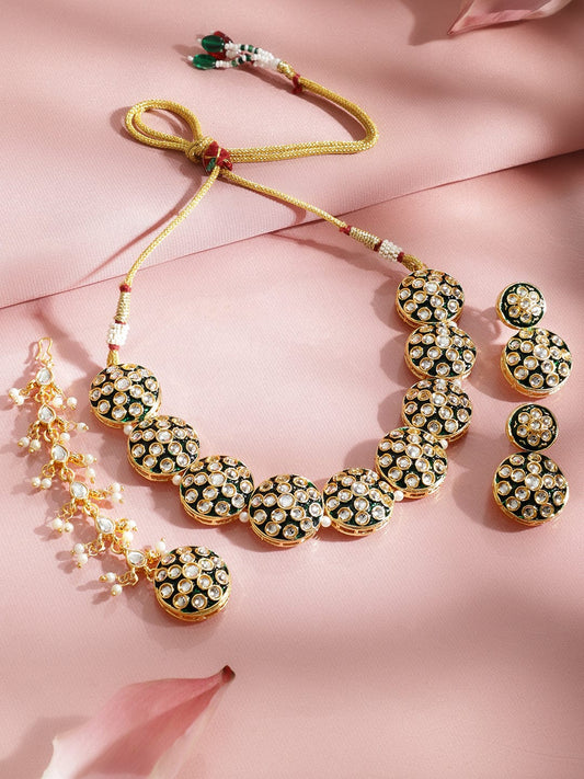 Urban Glow Kundan Green Choker Set フリーサイズ