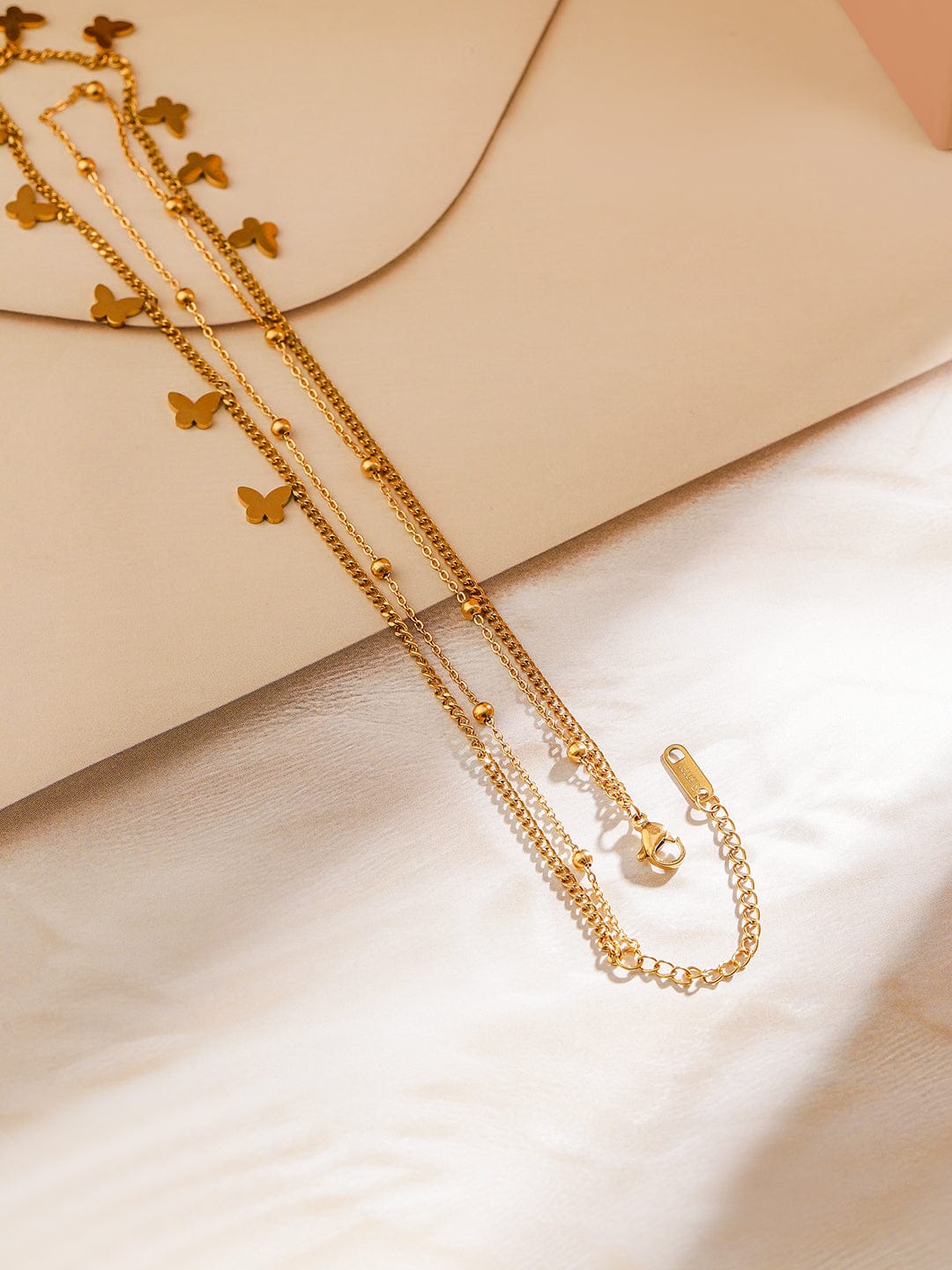 Vibrant Butterfly Stainless Steel Necklace Chain Gold