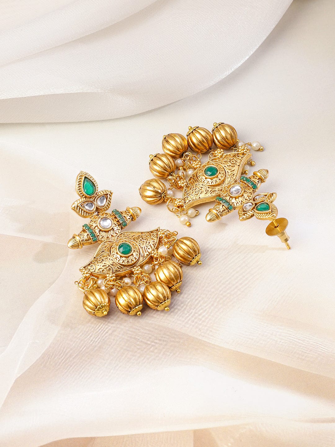 Vintage Luxe Green & Golden Necklace Set フリーサイズ